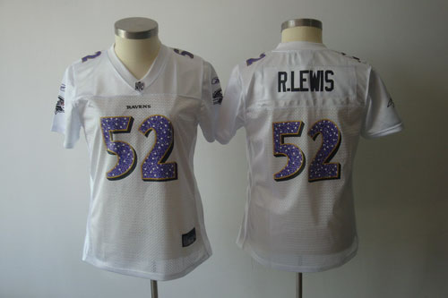 Ravens #52 Ray Lewis White Women's Sweetheart Stitched NFL Jersey - Click Image to Close
